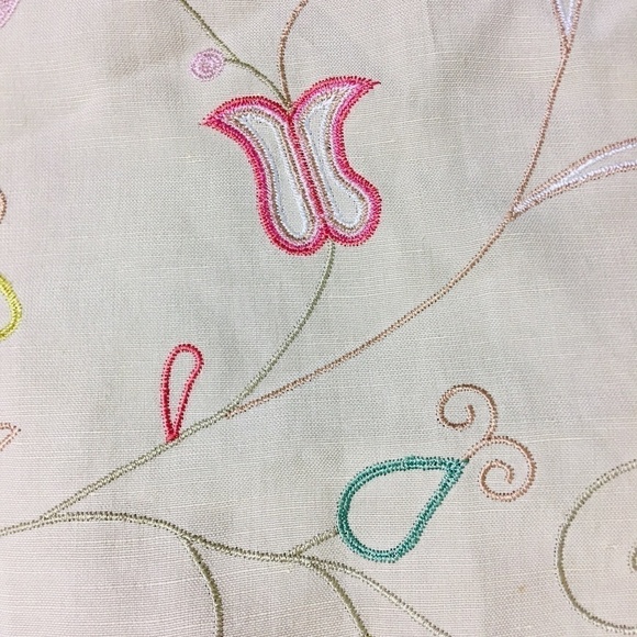 Linen Silk Blend Floral Embroidered Pants 10 - Picture 2 of 12